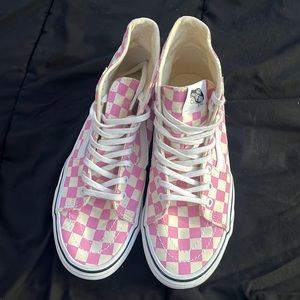 Light pink and cream checkerboard Vans